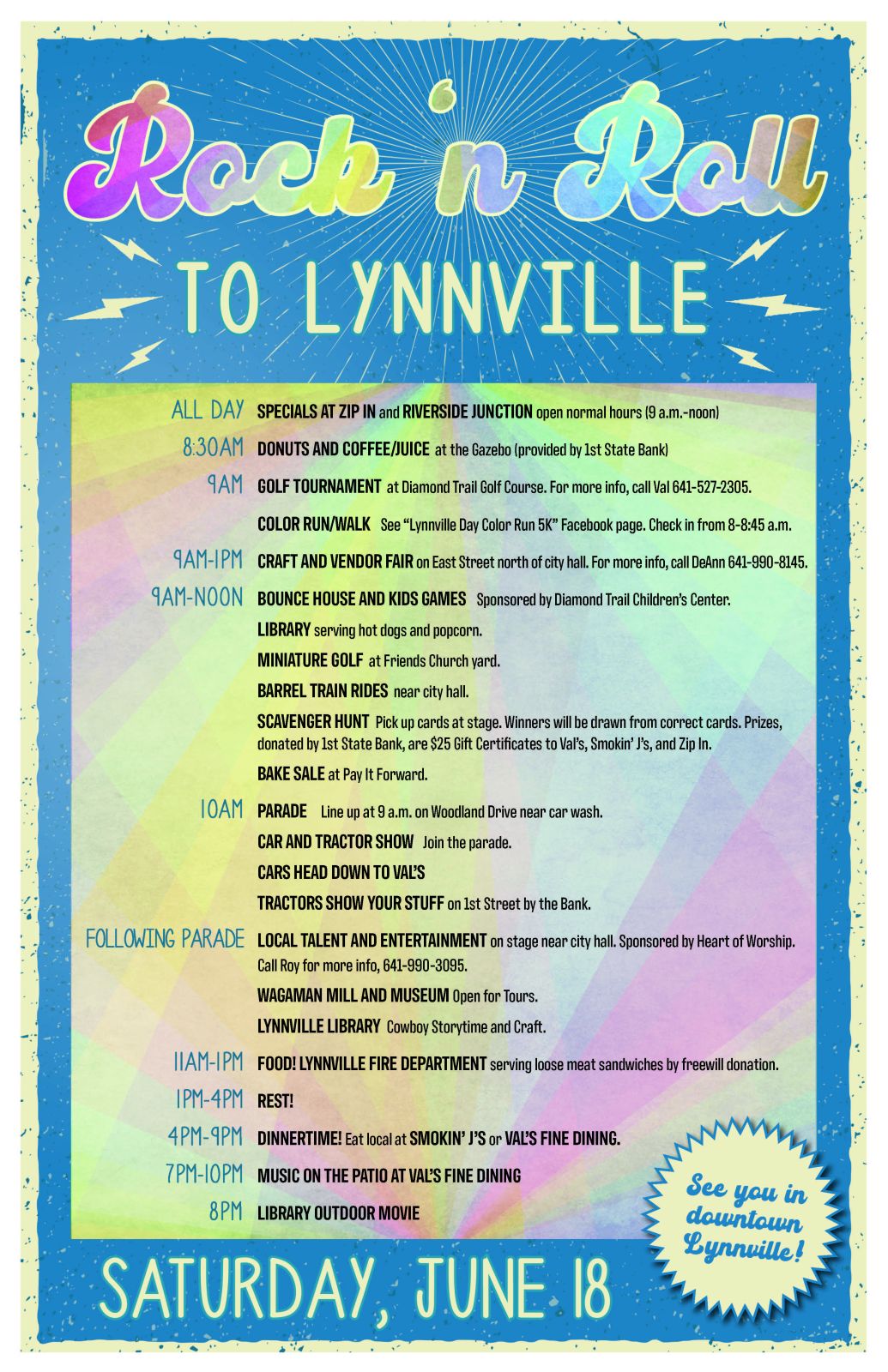 Rock and Roll Lynnville Day Schedule