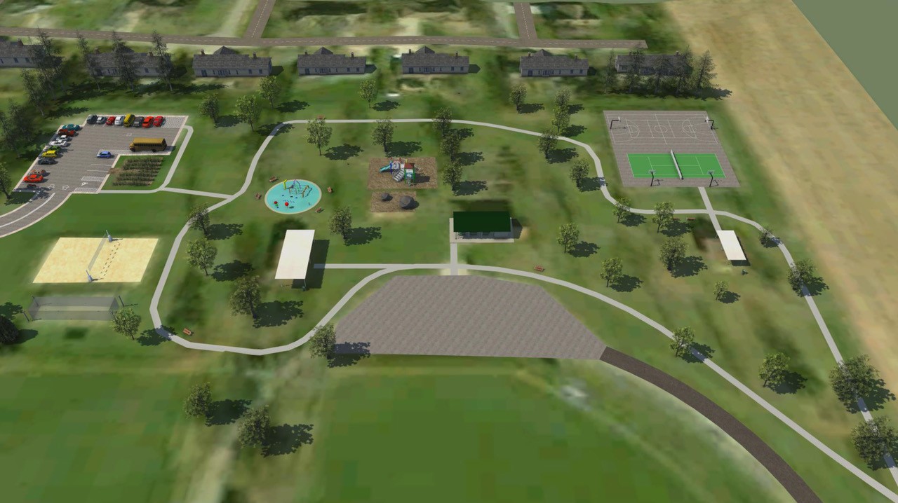 A aerial concept drawing of the renovated park.